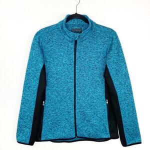 Andrew Marc Womens Full Zip Jacket Sweatshirt Athleisure Medium Teal Black